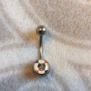 Dominican flag belly ring